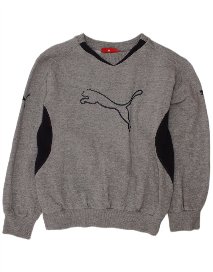 Pulover grafic pentru băieți NIKE, 9-10 ani, bumbac color bloc, gri