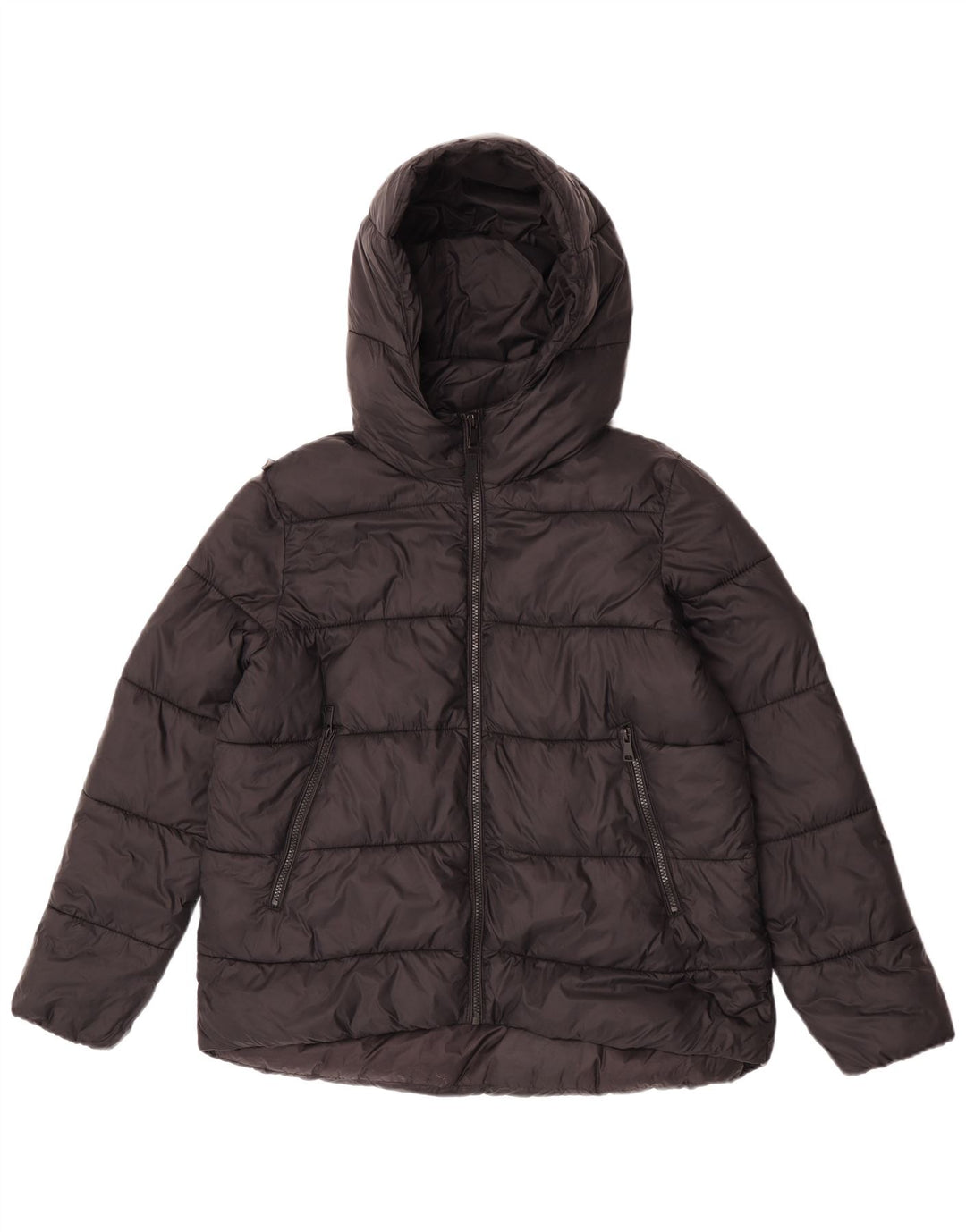 Jachetă căptușită cu glugă pentru femei Zara UK 14 Medium Black Nylon