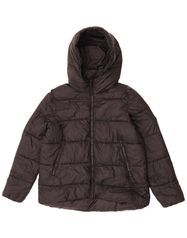 Jachetă căptușită cu glugă pentru femei Zara UK 14 Medium Black Nylon