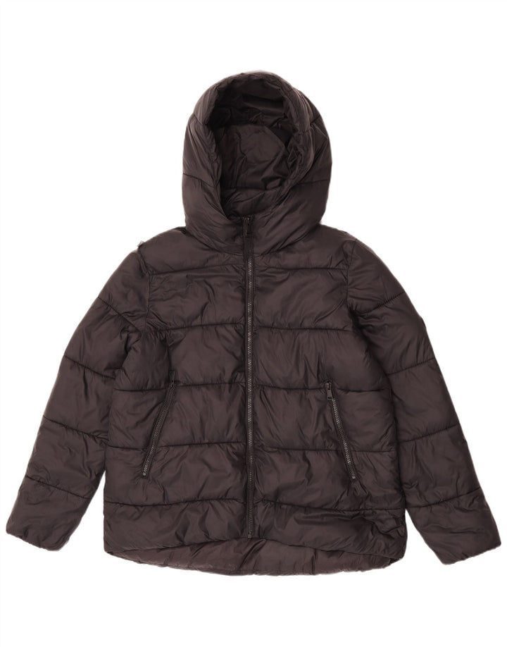Jachetă căptușită cu glugă pentru femei Zara UK 14 Medium Black Nylon