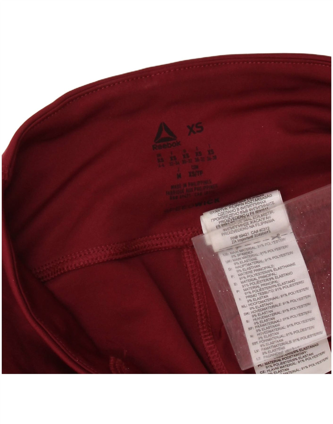 Leggings pentru femei REEBOK UK 4/6 XS Maroon Colorblock Poliester