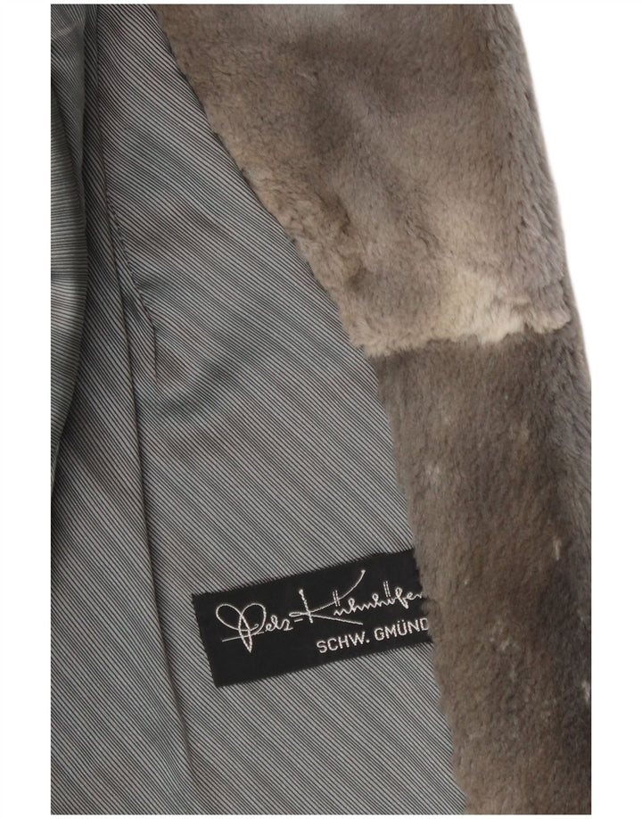 Palton de blană vintage pentru femei UK 14, mare, gri cu dungi din piele