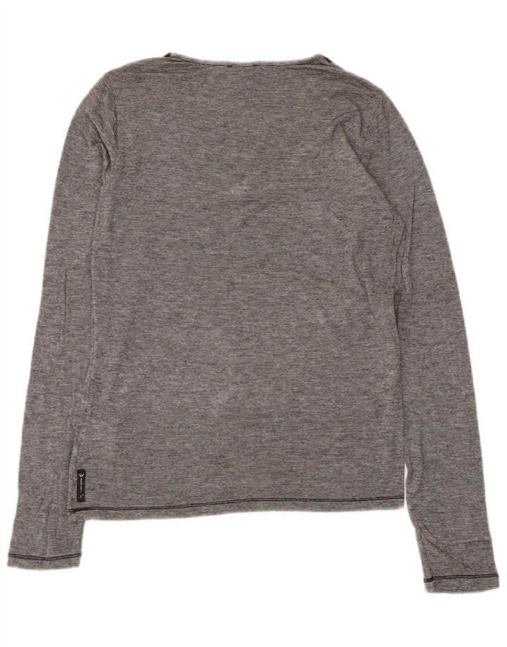 Armani Jeans Top pentru femei cu mânecă lungă UK 12 Medium Grise Pinstripe Viscose