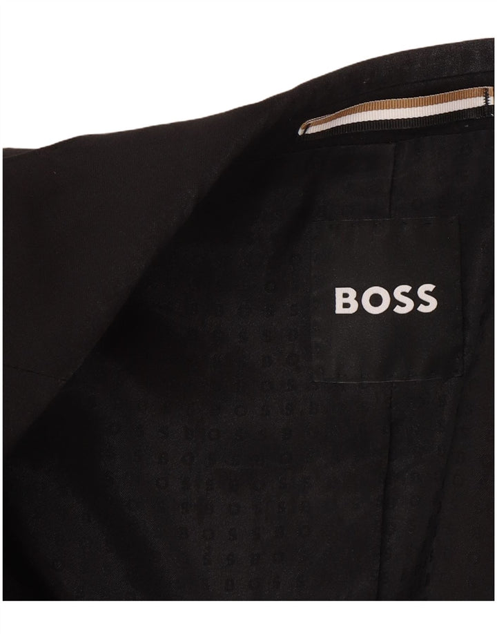 Blazer pentru bărbați Hugo Boss cu 2 nasturi EU 56 3XL Lână neagră