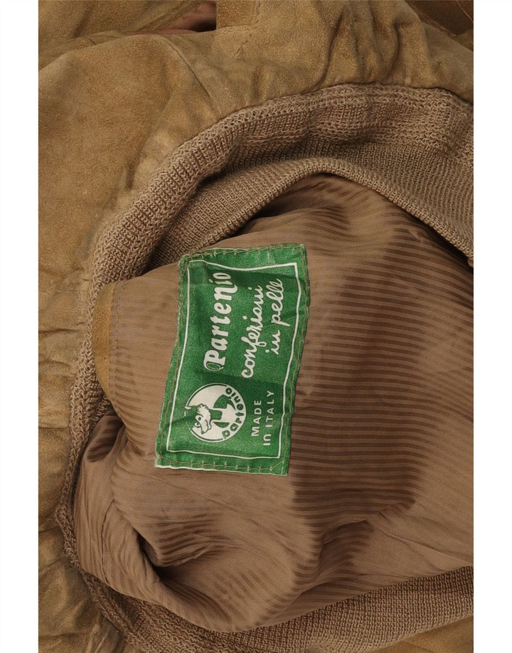 VINTAGE Bomber de piele intoarsa pentru barbati UK 38 Medium Beige Piele