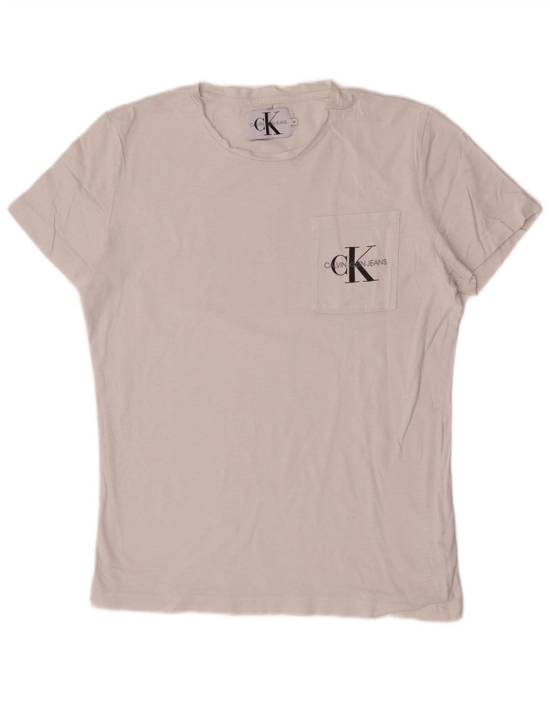 Tricou obișnuit cu mânecă scurtă pentru bărbați Calvin Klein Jeans Top mediu alb