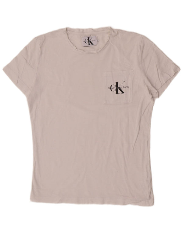 Calvin Klein Jeans Mens Short Sleeve Regular T-Shirt Top Medium White