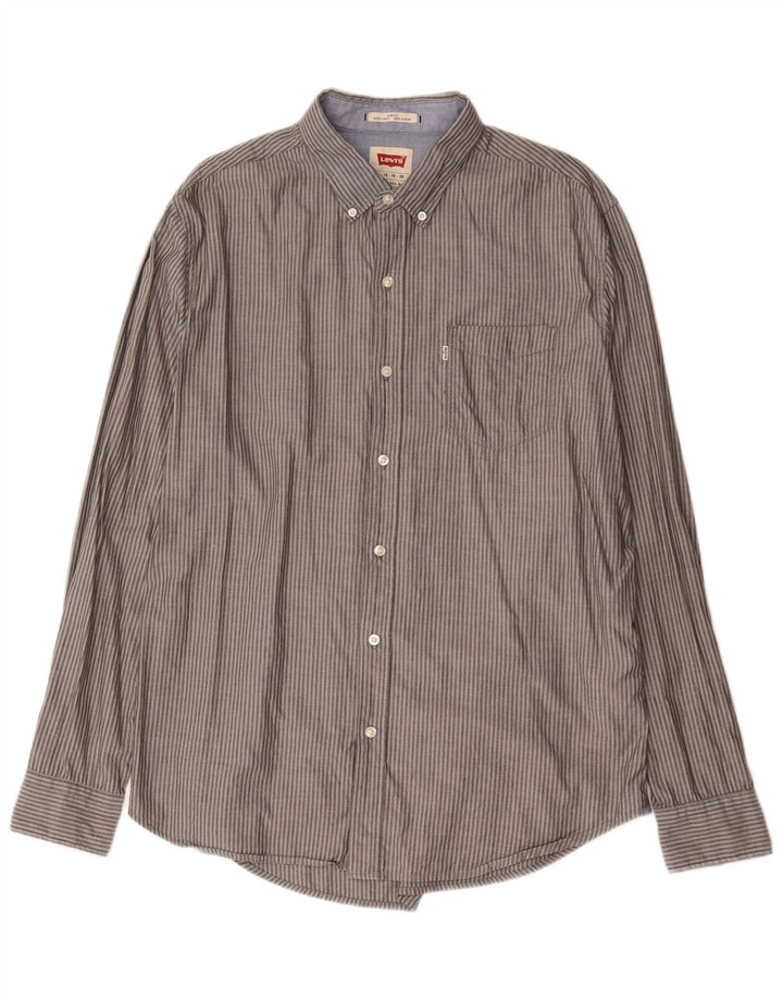 Cămașă pentru bărbați Levi's Slim Fit XL, bumbac cu dungi gri