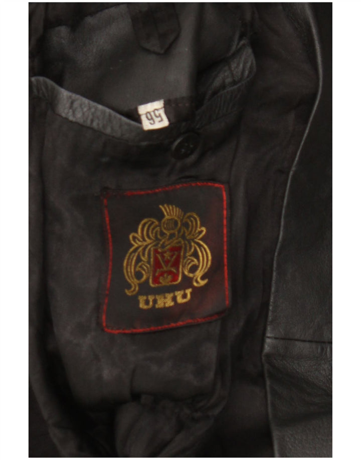 Palton din piele vintage pentru femei UK 14 mare negru