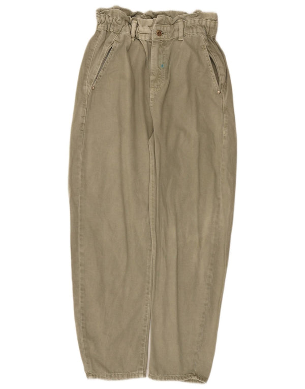 Pantaloni tăiați conici pentru femei cu talie înaltă Zara EU 36 XS W26 L26 kaki