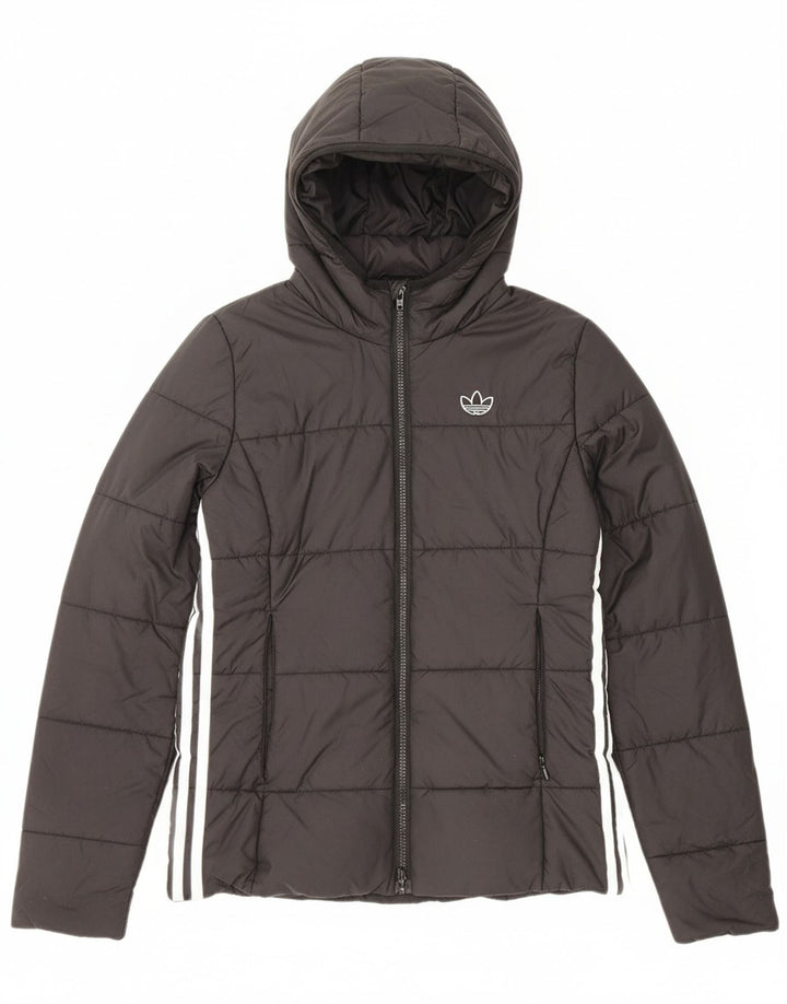 ADIDAS Womens Hooded Padded Jacket UK 10 Small  Grey Polyester