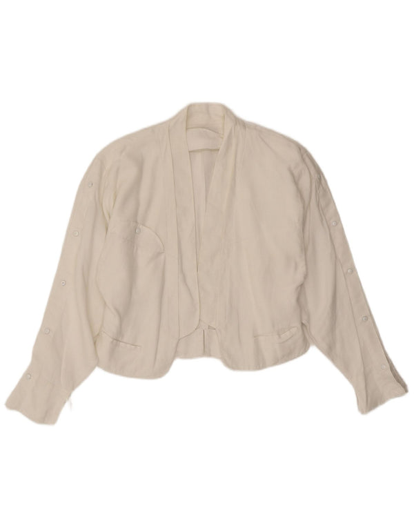 Jachetă Blazer Crop pentru femei Claude Montana UK 12, in alb mediu