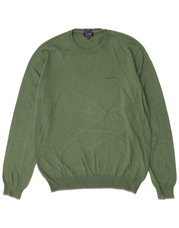 Pulover Armani Jeans pentru bărbați, cu formă regulată, cu decolteu, bumbac verde XL