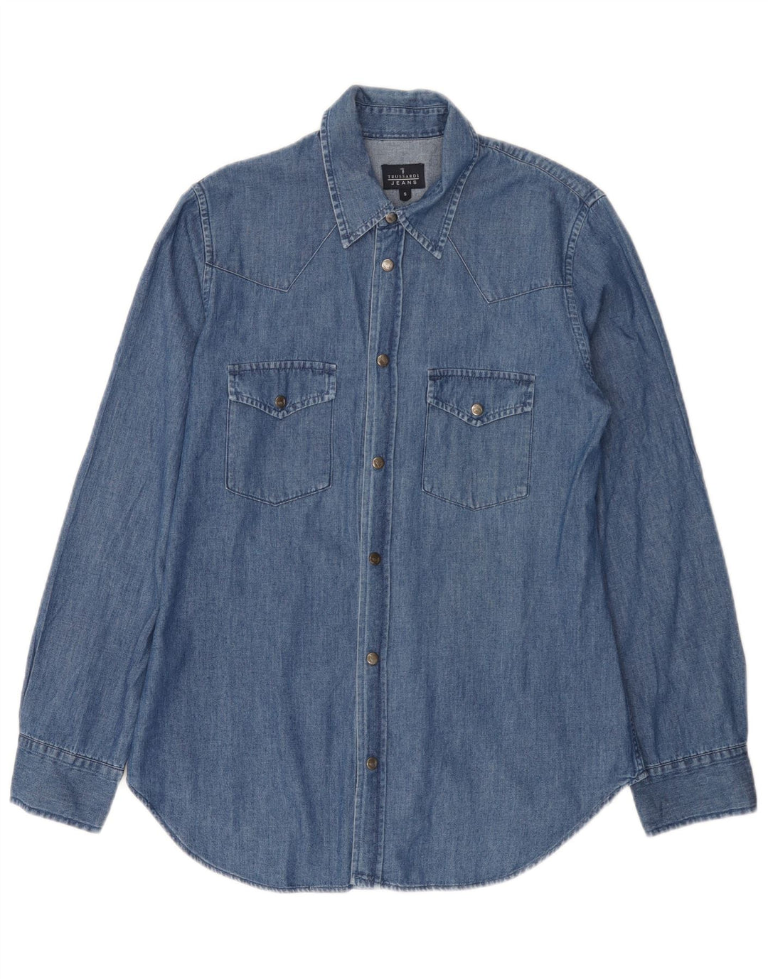 Trussardi Jeans Cămașă Denim pentru bărbați Bumbac albastru mic
