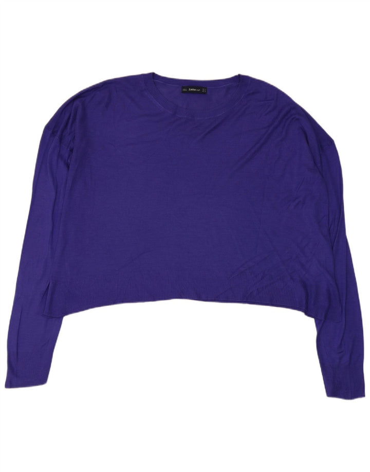 Pulover de damă Zara Crop Oversized Crew Deck Pulover UK 14 Medium Purple
