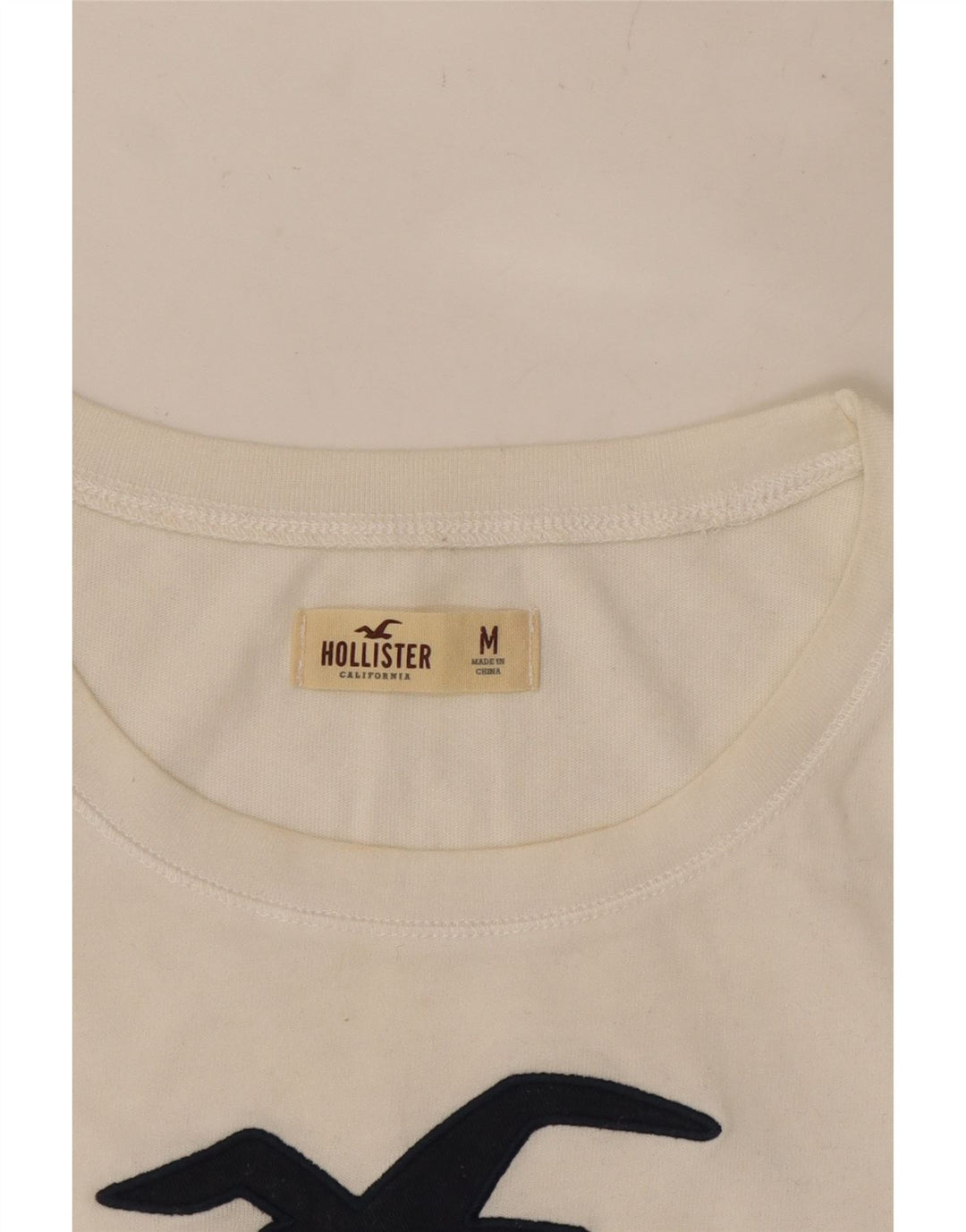 HOLLISTER Top grafic pentru femei cu mânecă lungă UK 14 Medium White
