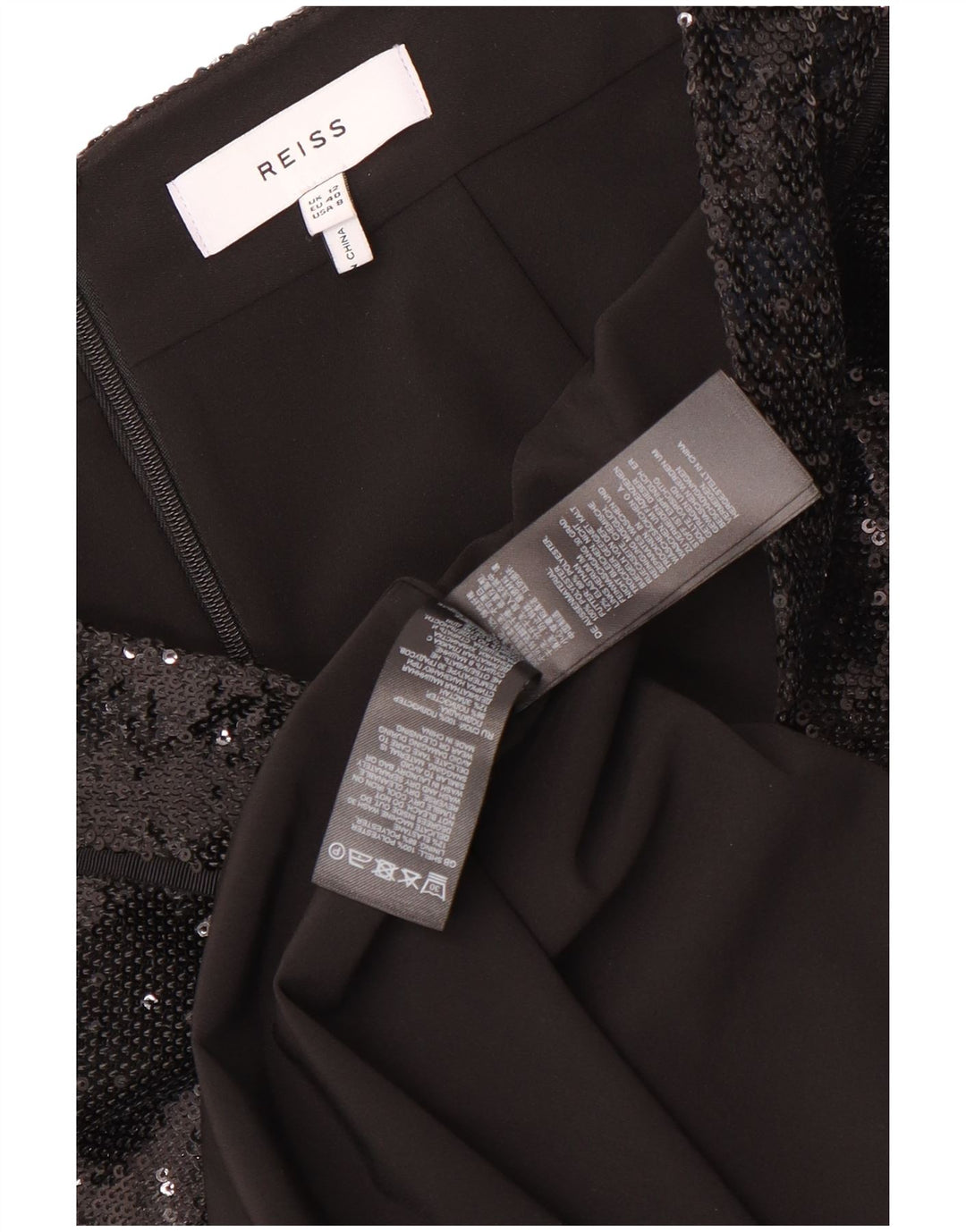 Fusta creion cu paiete Reiss pentru femei UK 12 Medium W30 Poliester negru