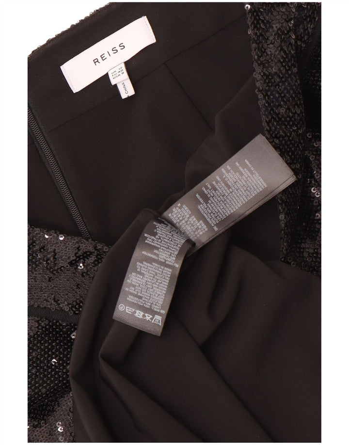 Fusta creion cu paiete Reiss pentru femei UK 12 Medium W30 Poliester negru
