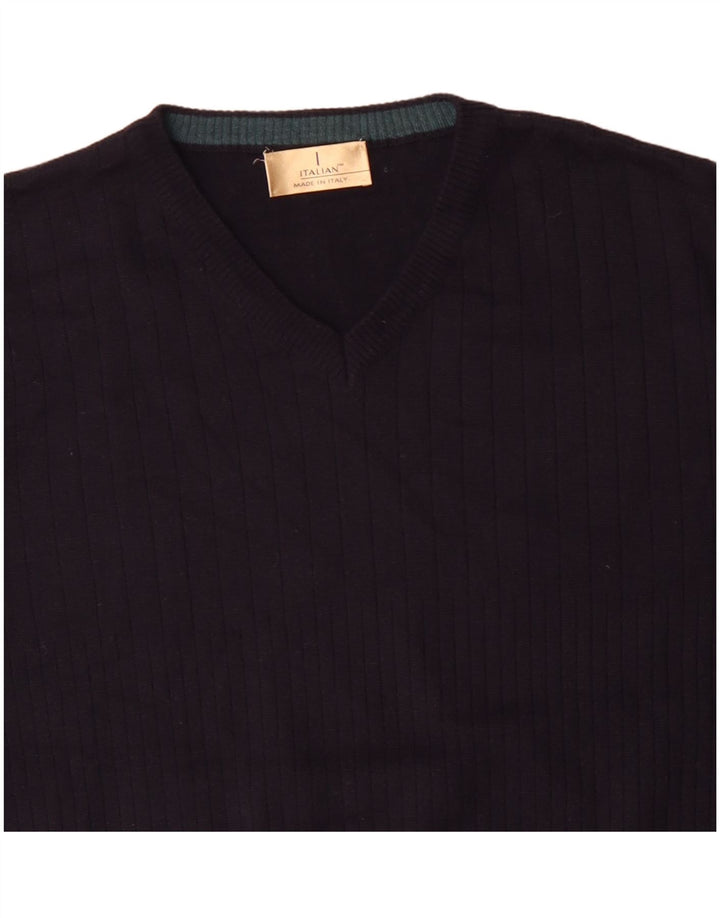 Pulover pentru bărbați Marks & Spencer, cu decolteu în V, mare, acrilic, albastru bleumarin