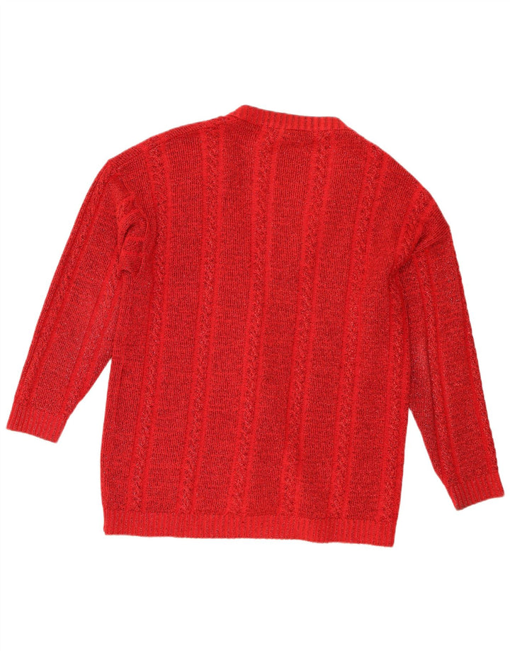 Pulover cardigan pentru femei Silhouette, cu tăiere largă, UK 14 Lână roșie medie