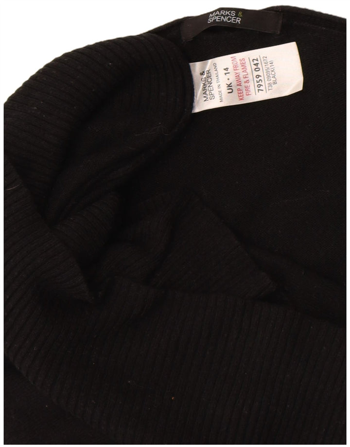 Pulover pentru femei Marks & Spencer cu paragate cu decolteu în V UK 14 Medium Negru