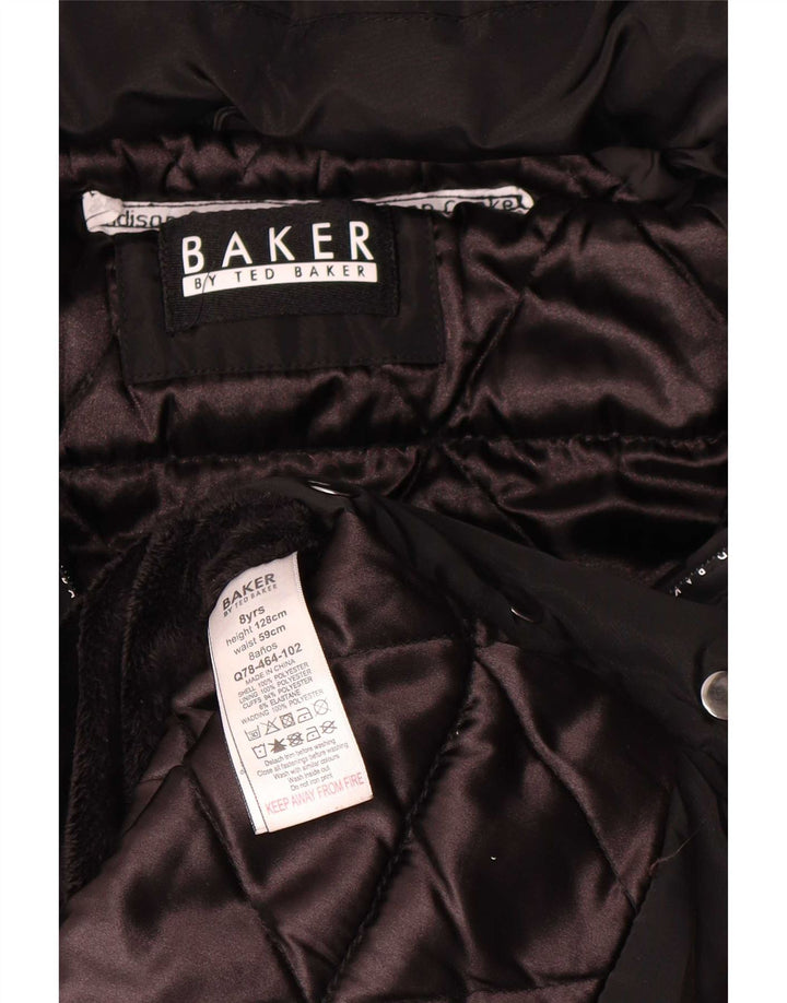 Palton căptușit cu glugă grafic pentru fete Ted Baker 7-8 ani poliester negru