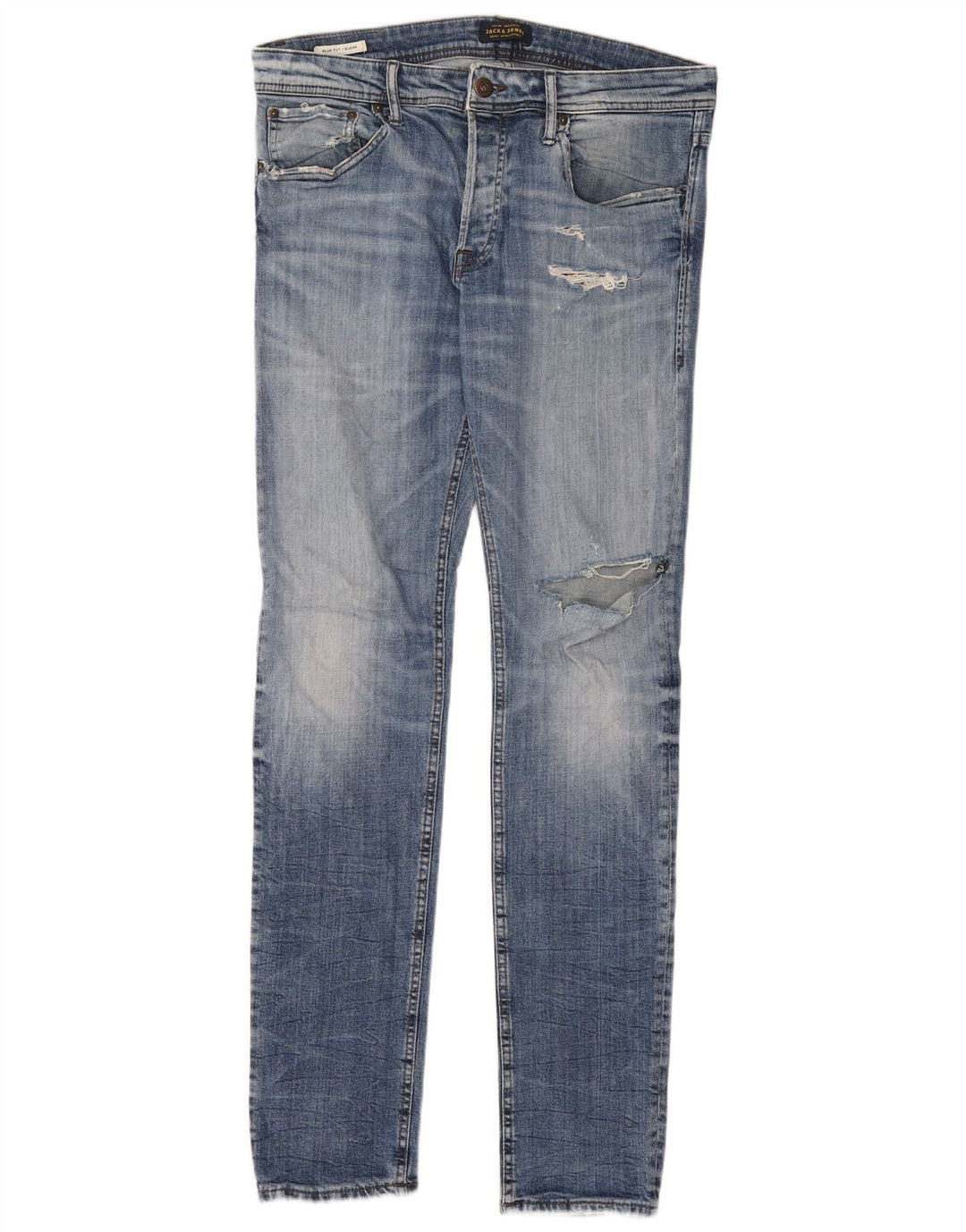 Jack & Jones Blugi Slim GLENN Distressed pentru bărbați L33 L34 Bumbac albastru