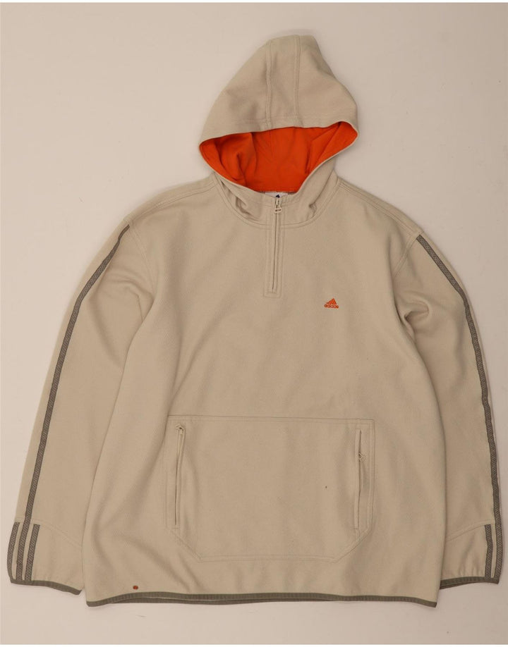 Adidas pentru bărbați, cu fermoar și gât, pulover XL poliester bej