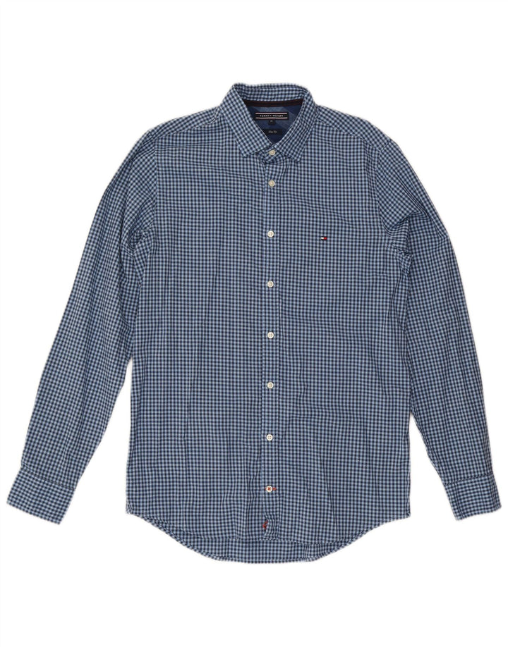 Cămașă Slim Fit Tommy Hilfiger pentru bărbați, din bumbac vichy albastru mediu