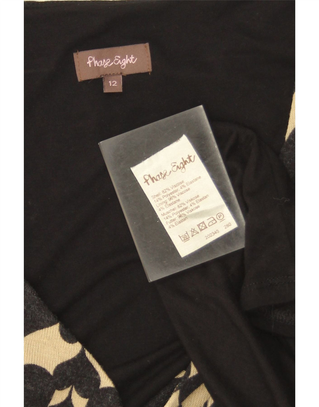 Rochie teacă cu mânecă lungă pentru femei Phase Eight UK 12 Medium Negru Geometric