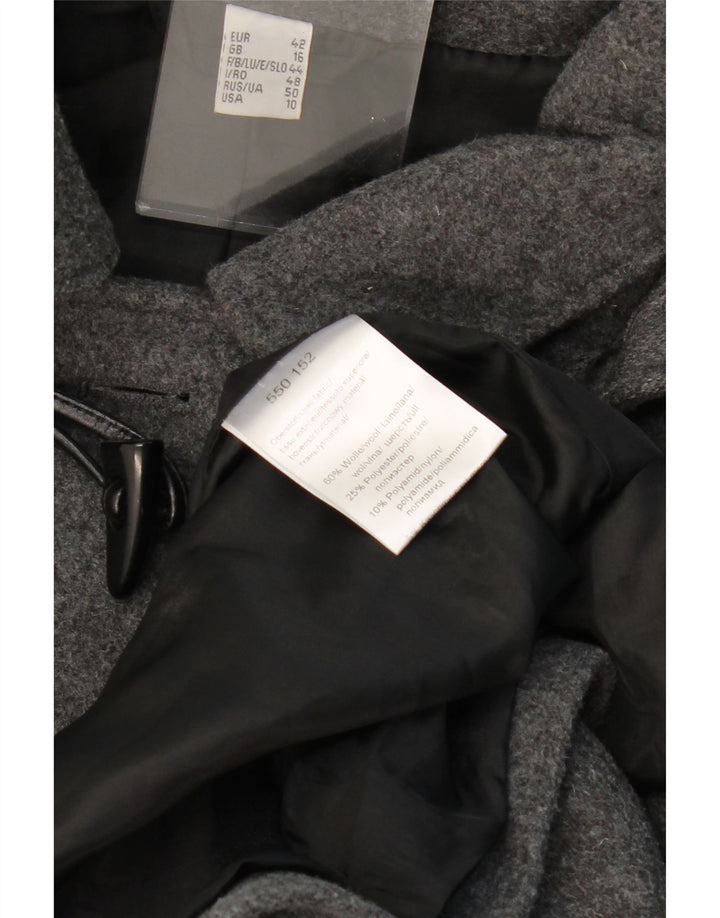 VINTAGE Manson cu glugă pentru femei UK 16 Lână mare, gri