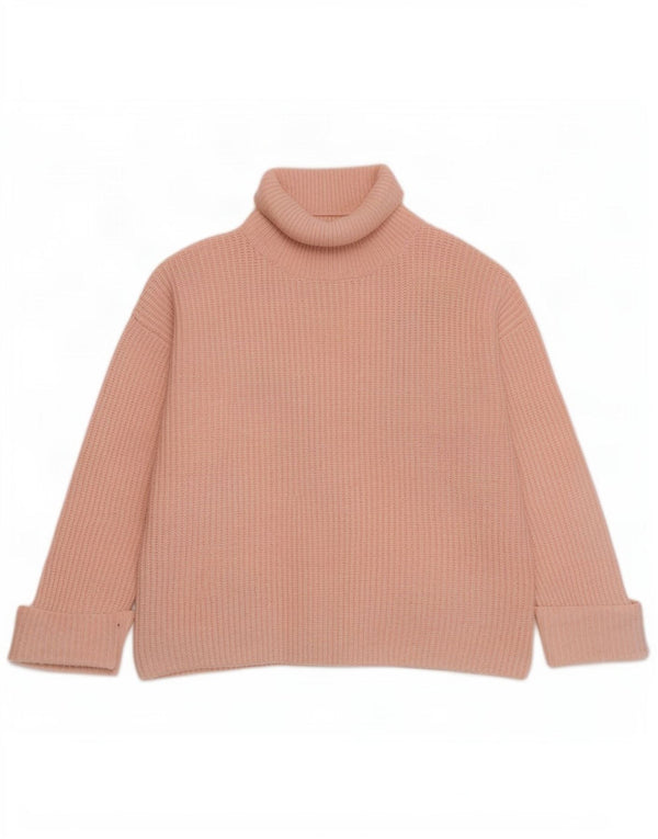 Marks & Spencer Womens Oversized Roll Neck Jumper Sweater UK 14 Medium Pink