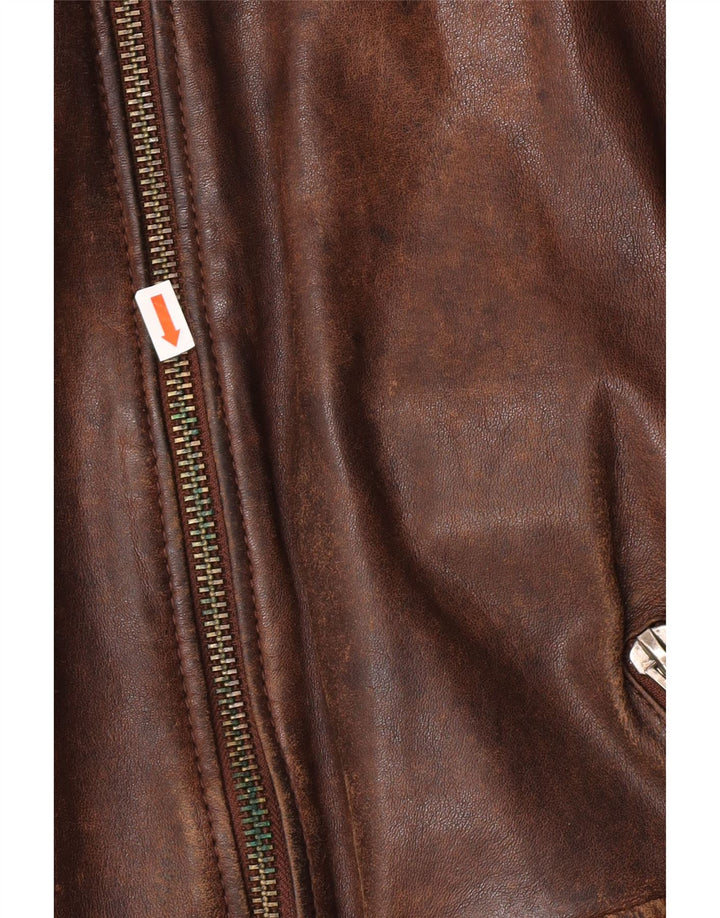 Jachetă de piele pentru bărbați Be Edgy UK 38, piele maro medie