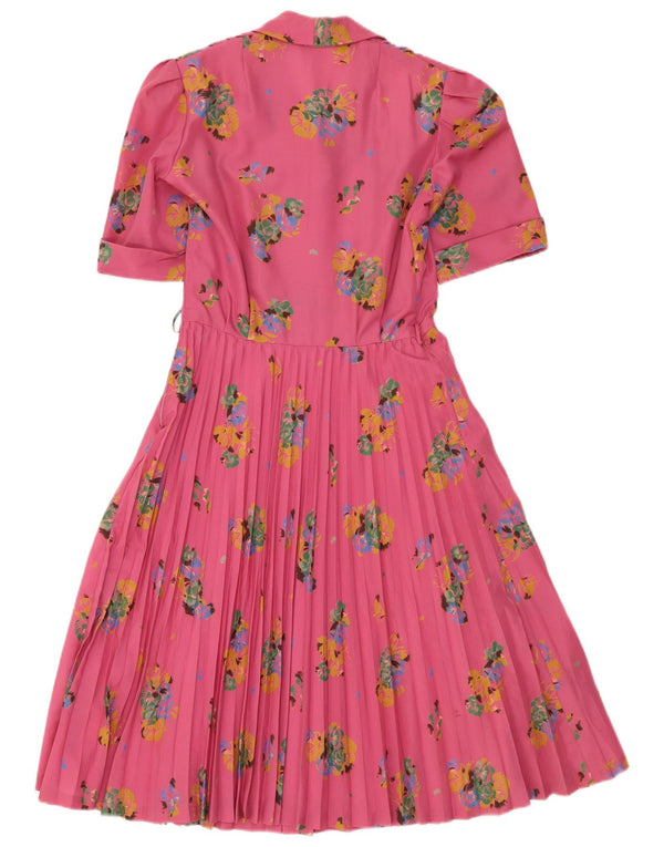 Rochie vintage pentru femei în linie A UK 12 Roz mediu Floral