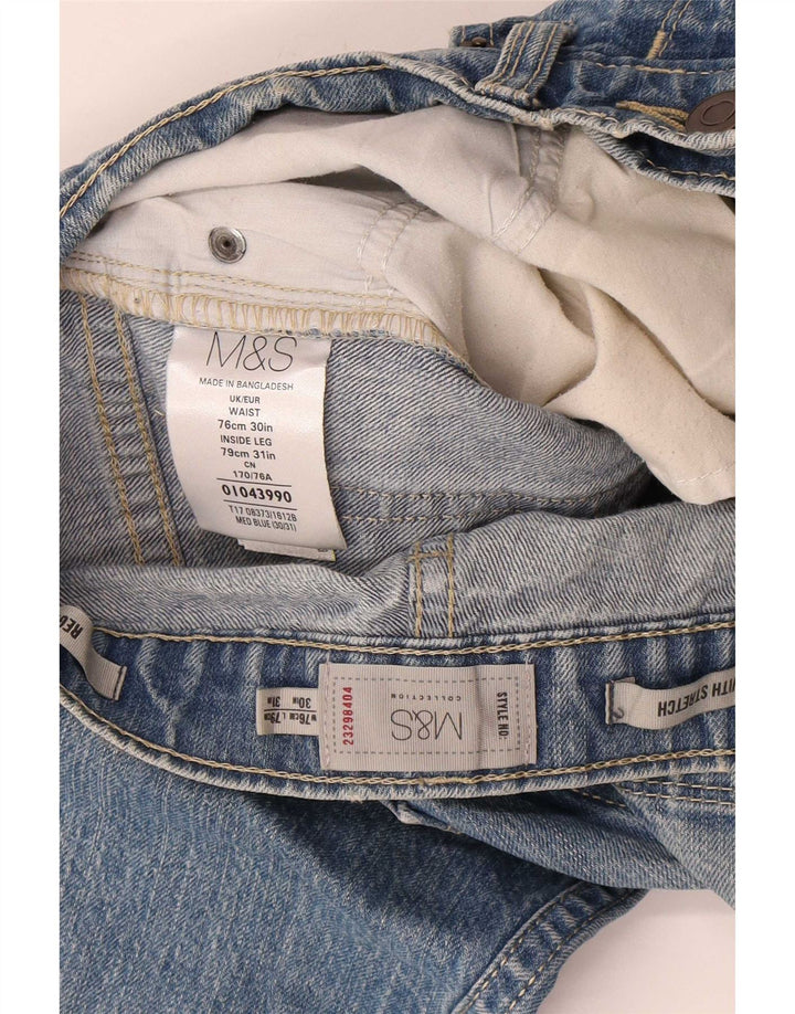 Blugi drepți obișnuiți pentru bărbați Marks & Spencer L30 L31 Bumbac albastru