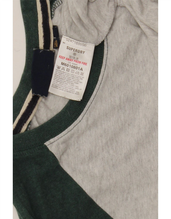 Top pentru bărbați Superdry cu mânecă lungă, gri mediu, bumbac color bloc
