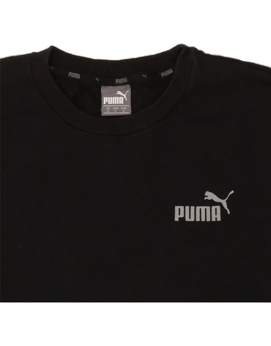 PUMA Mens Graphic Sweatshirt Jumper Small Black Cotton Vintage Puma and Second-Hand Puma from Messina Hembry 