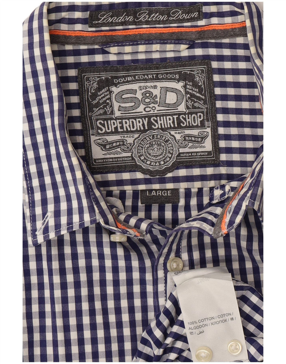 Cămașă pentru bărbați SUPERDRY, mare, albastru, bumbac vichy
