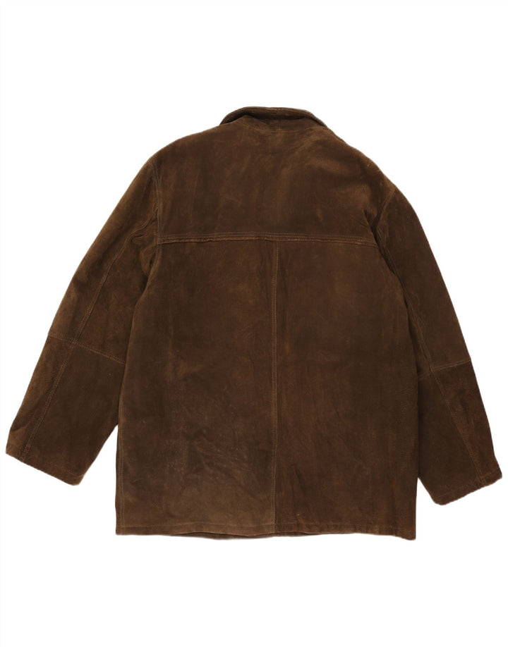 Jachetă vintage pentru bărbați din piele intoarsa UK 42 XL din piele maro