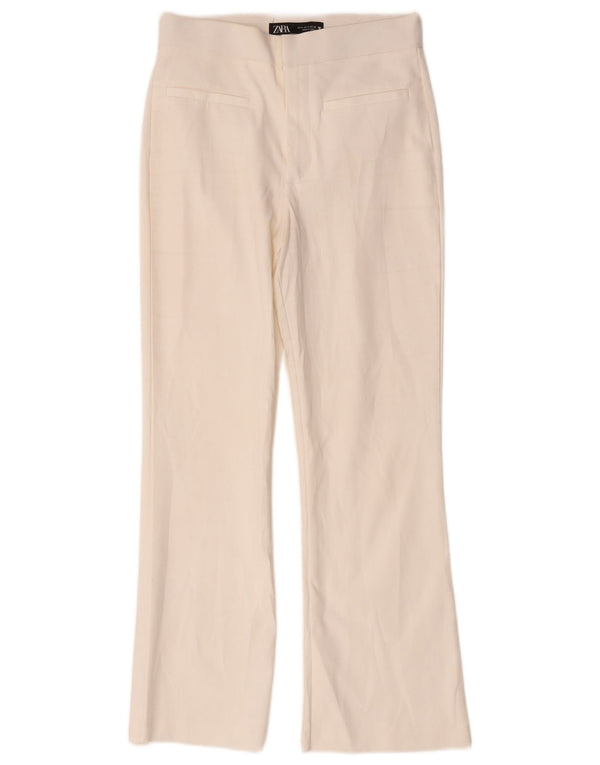 Pantaloni casual pentru femei Bootcut Zara Mici L26 L26 Bumbac alb