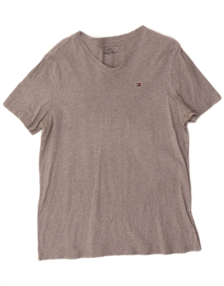 Tricou pentru bărbați Tommy Hilfiger Top Mediu Gri, bumbac cu pete