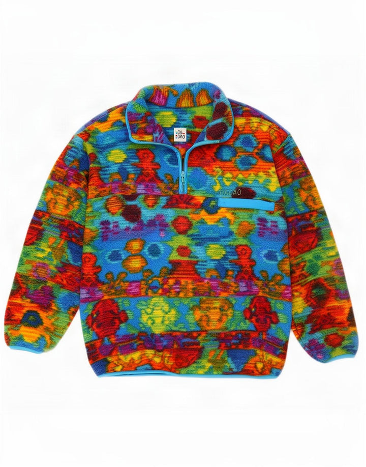 Pulover din lână vintage pentru femei cu fermoar și gât EU 40 mediu multicolor