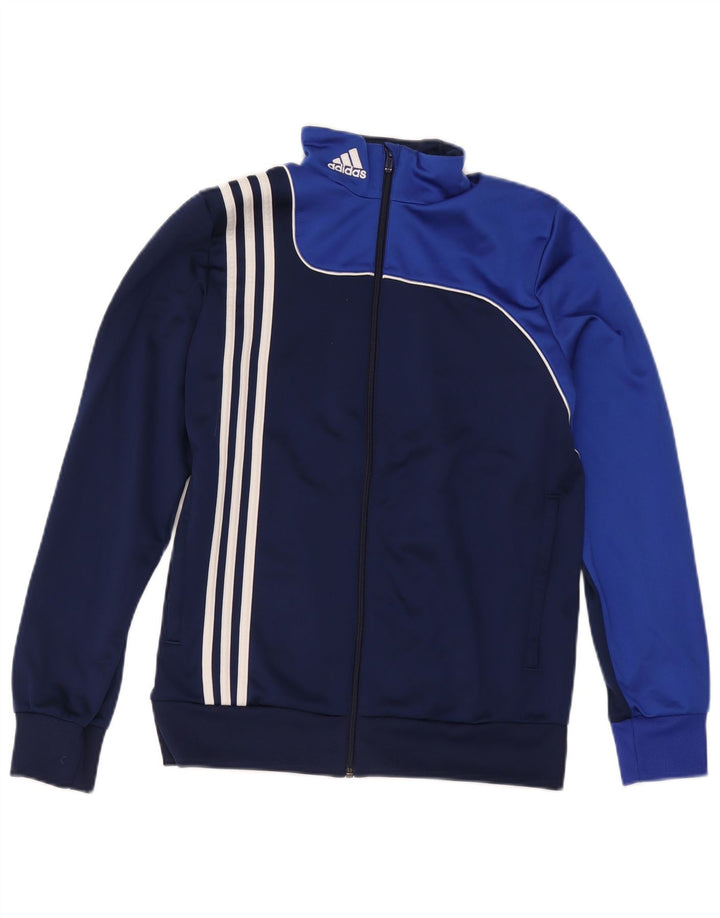 Jachetă de trening pentru băieți Adidas 15-16 ani, albastru bleumarin, color block