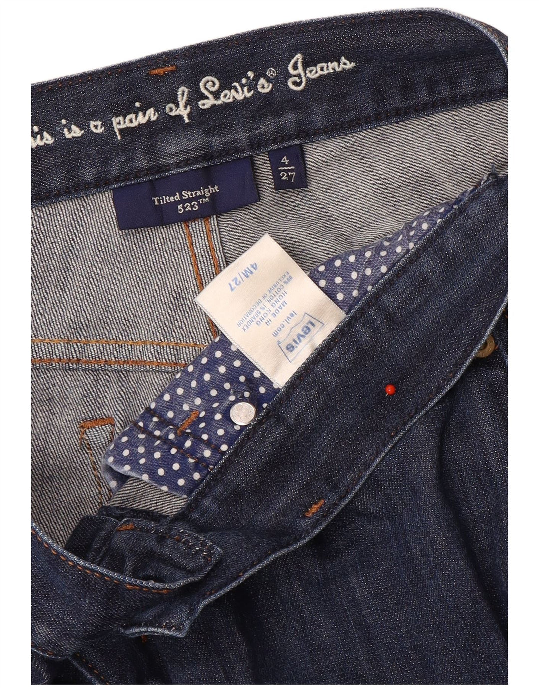Blugi drepti înclinați pentru femei Levi's US 4 Small W27 L30 Bumbac albastru