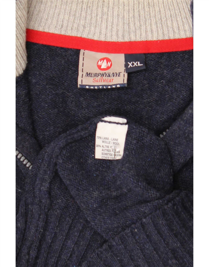 Pulover pentru bărbați Murphy & Nye, cu fermoar și gât, 2XL, lână bleumarin
