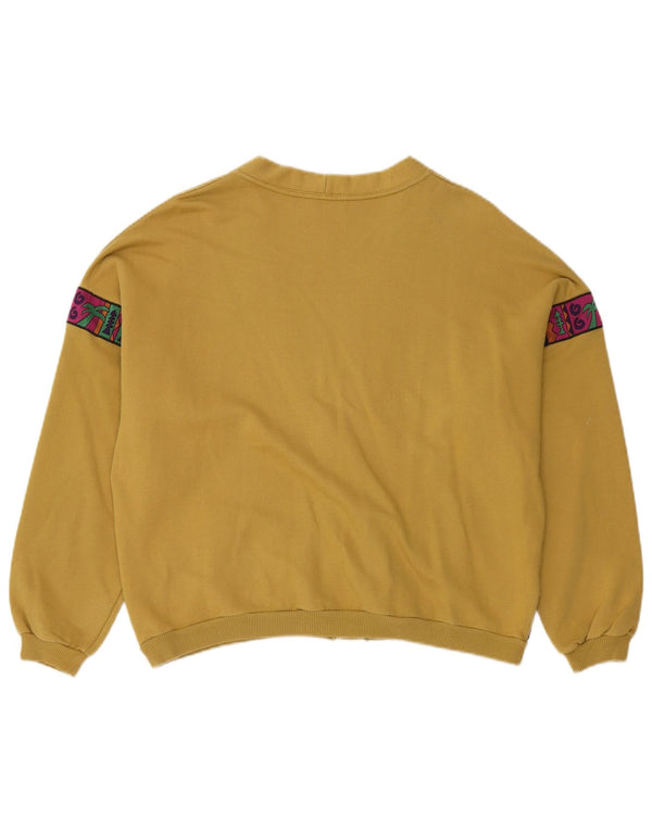 Jachetă de trening vintage pentru femei UK 16 mare, galben geometric din bumbac