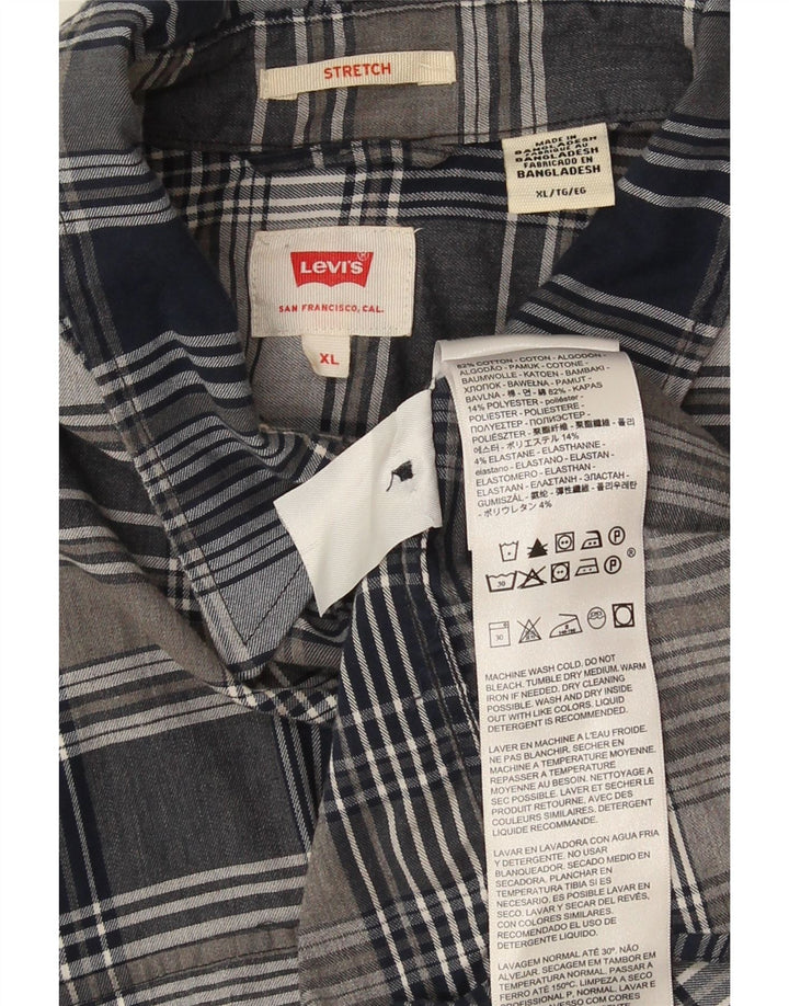 Cămașă cu mânecă scurtă pentru bărbați Levi's XL, bumbac cu carouri bleumarin