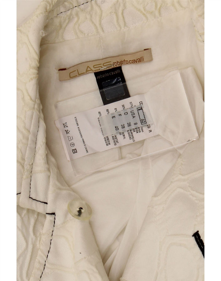 Jachetă blazer Roberto Cavalli pentru femei IT 42 Medium Off White Geometric