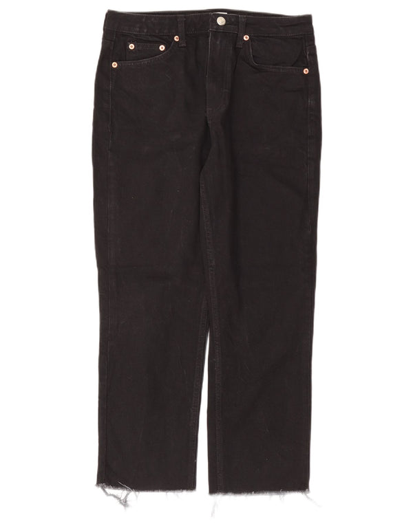 Topshop Womens Cropped Jeans UK 10 Small W27 L24 Black Cotton