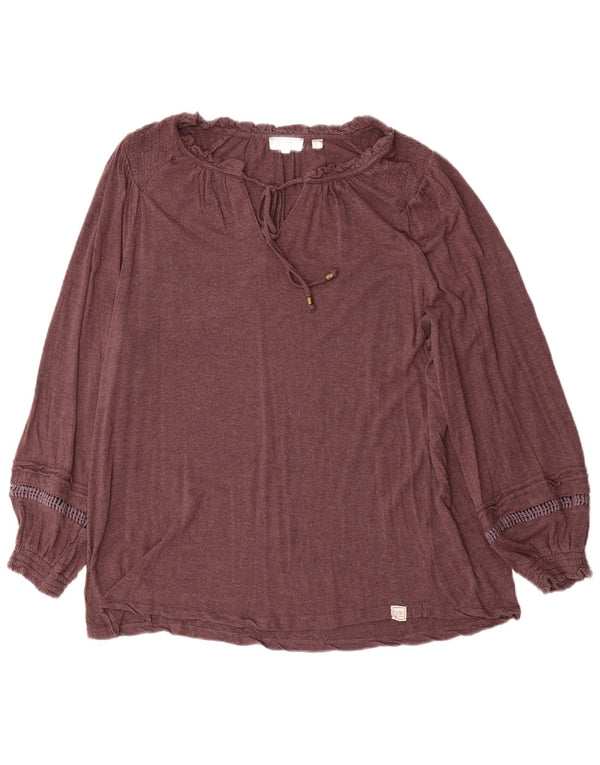 FAT FACE Bluză cu mânecă lungă supradimensionată pentru femei UK 10 Small Brown Viscose